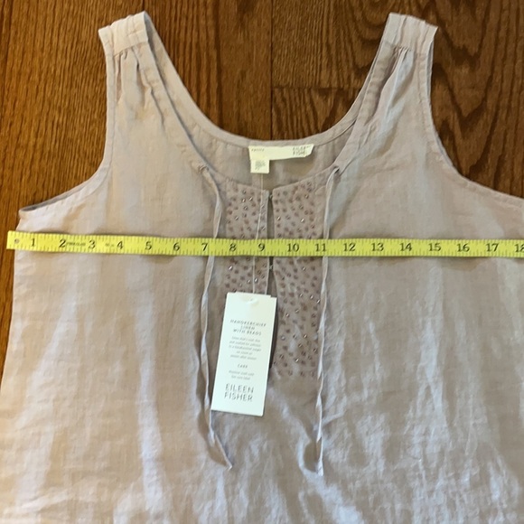 NWT EILEEN FISHER linen SPLIT EMBELLISHED NECK Mauve top sleeveless size PS - Picture 11 of 12